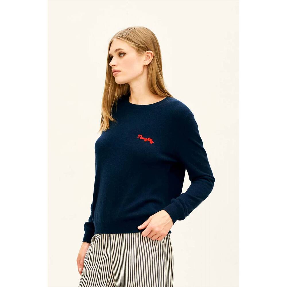 NEW JUMPER1234 naughty crewneck sweater in new navy